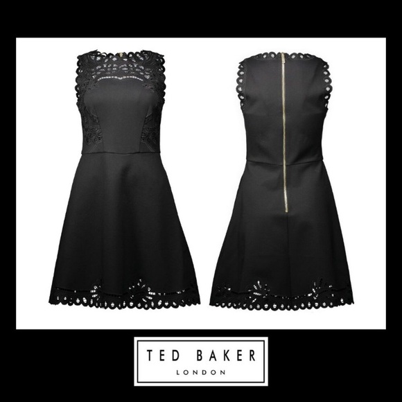 Ted Baker Verony Embroidered Skater Dress in Black - Picture 6 of 16
